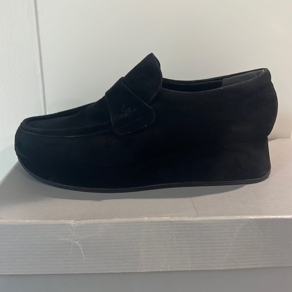 Stephane Kelian Cape. Black Sued Platform Loafers. 7